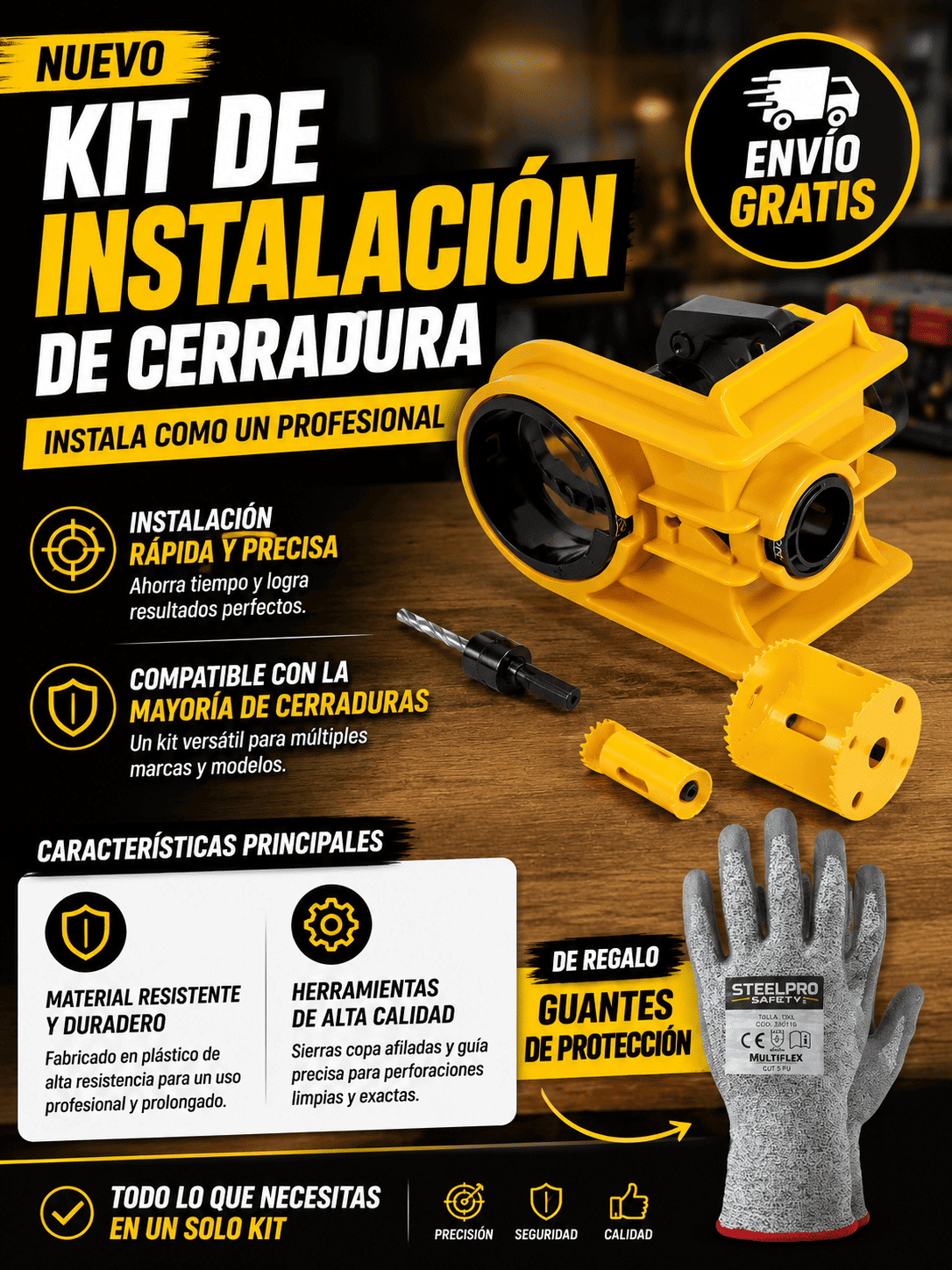 KIT INSTALACION CERRADURA