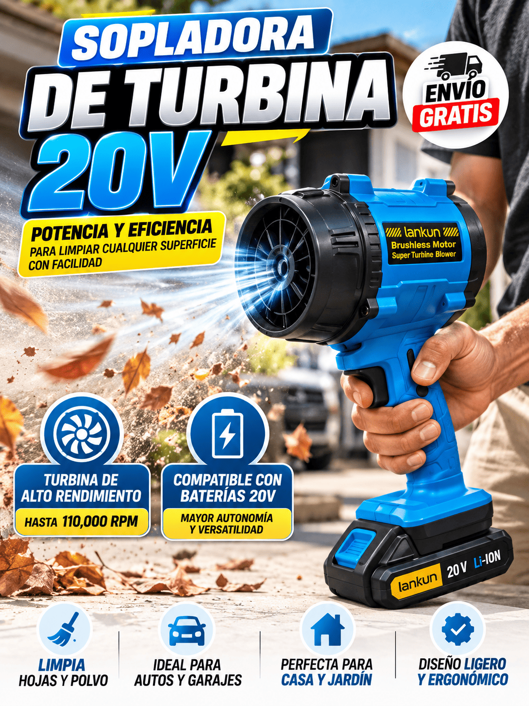 SOPLADORA DE TURBINA 20V LANTUN