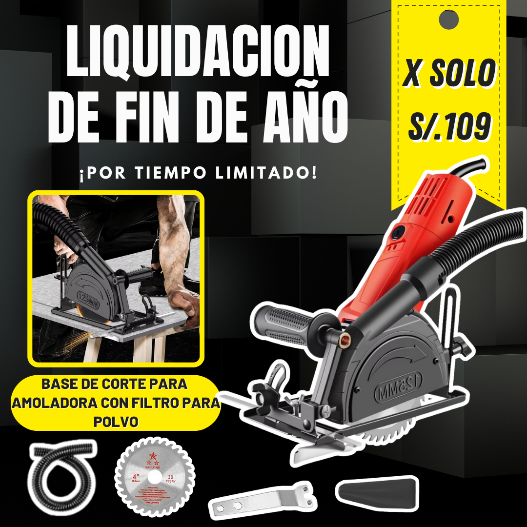BASE DE CORTE PARA AMOLADORA CON FILTRO PARA POLVO