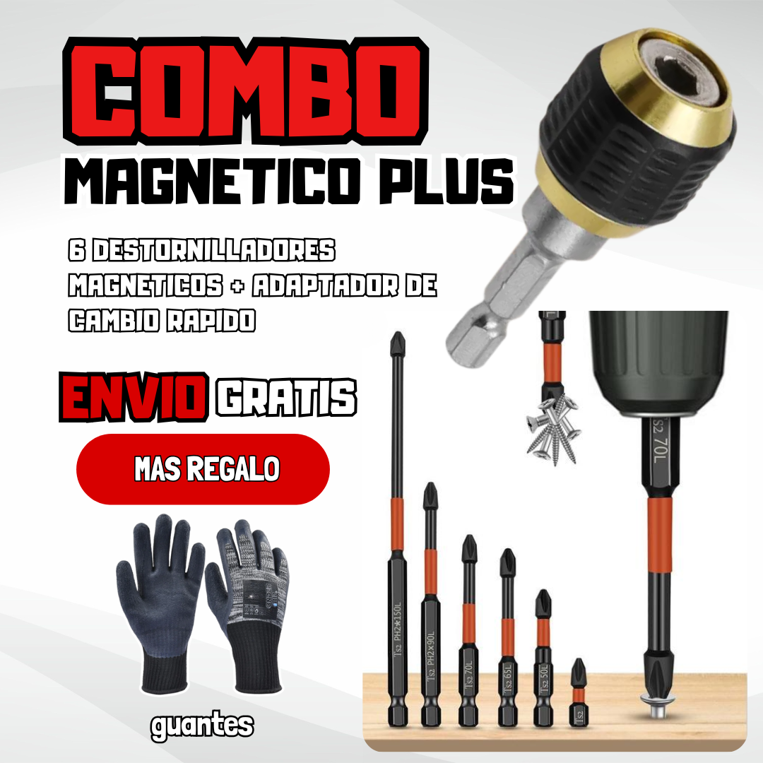 Combo Magnético (set 6 destornillador + 2 adaptadores)