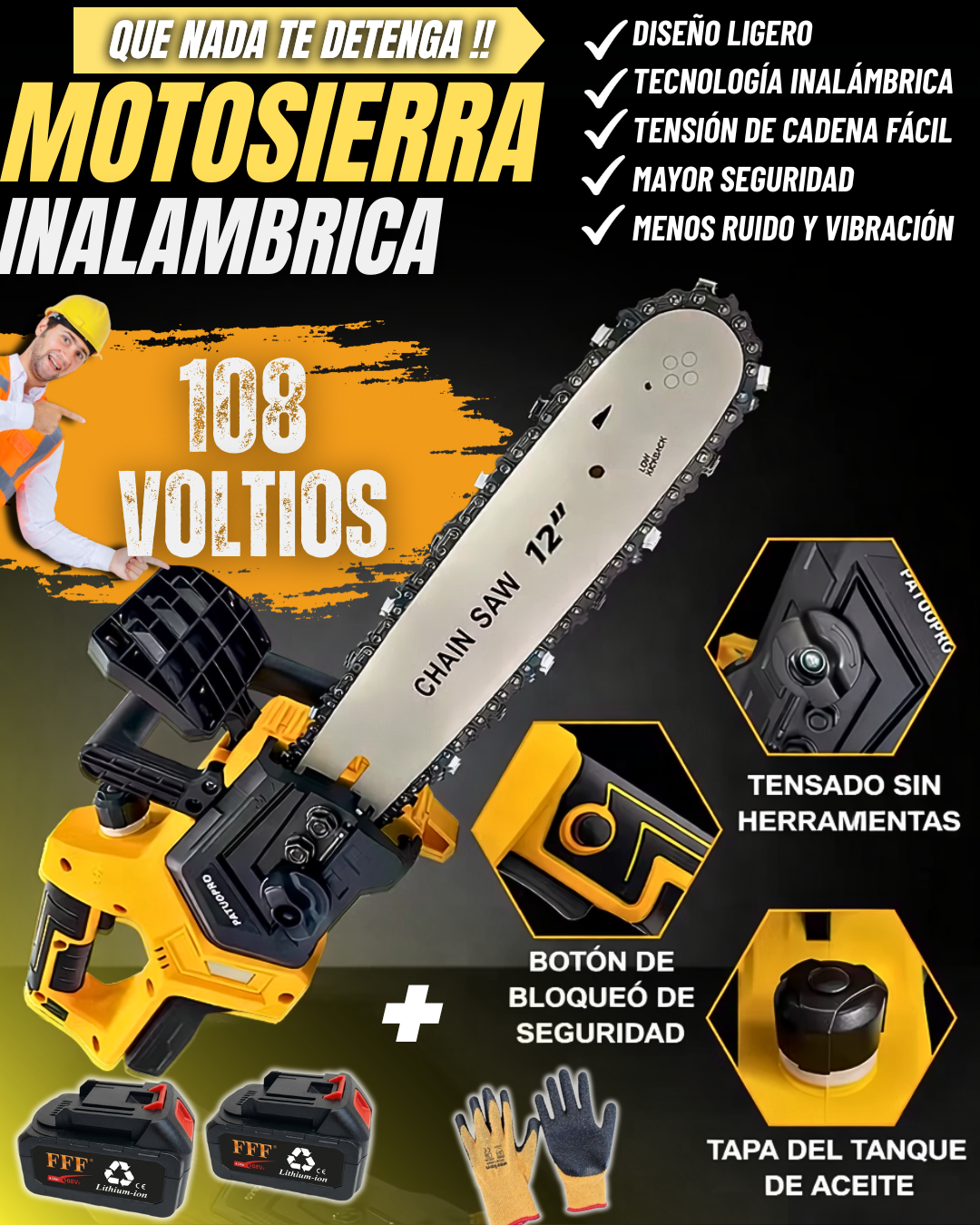 Motosierra eléctrica de 12 pulgadas