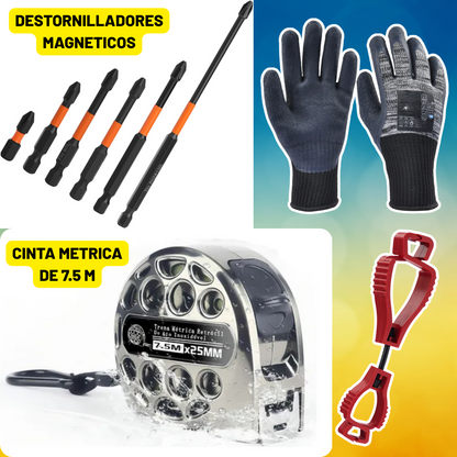 Combo Constructor 6 destornilladores magnéticos + cinta métrica inoxidable de 7.5m
