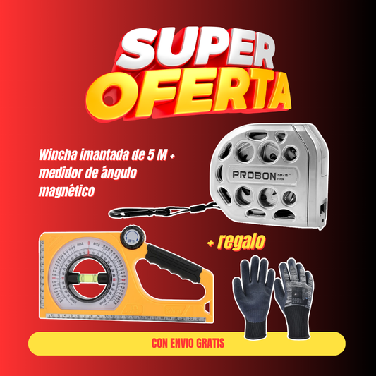 COMBO MEGA IMANTADO - wincha de 5 m + medidor de ángulo magnético