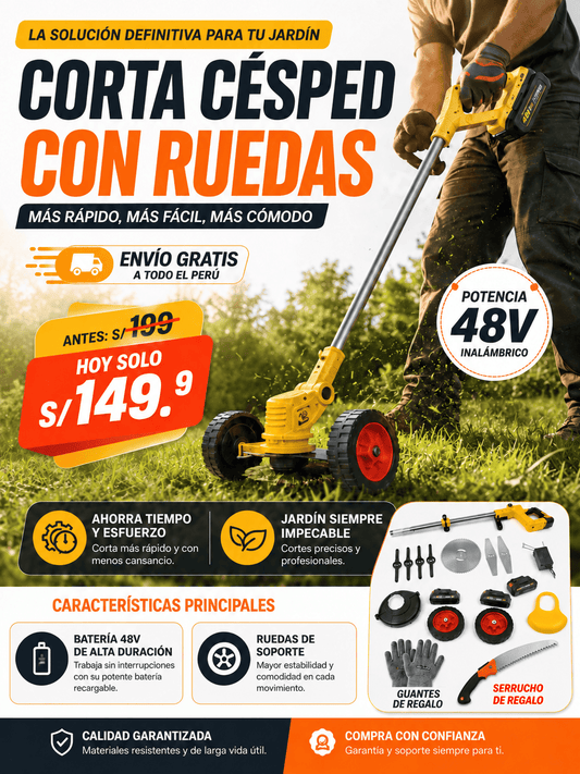 🌿 PODADORA DE CÉSPED PROFESIONAL 48V