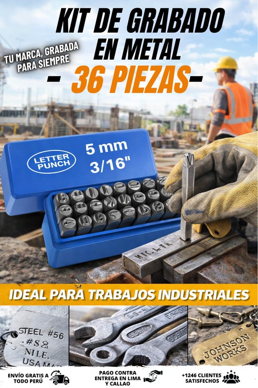 KIT DE GRABADO EN METAL de 36 piezas