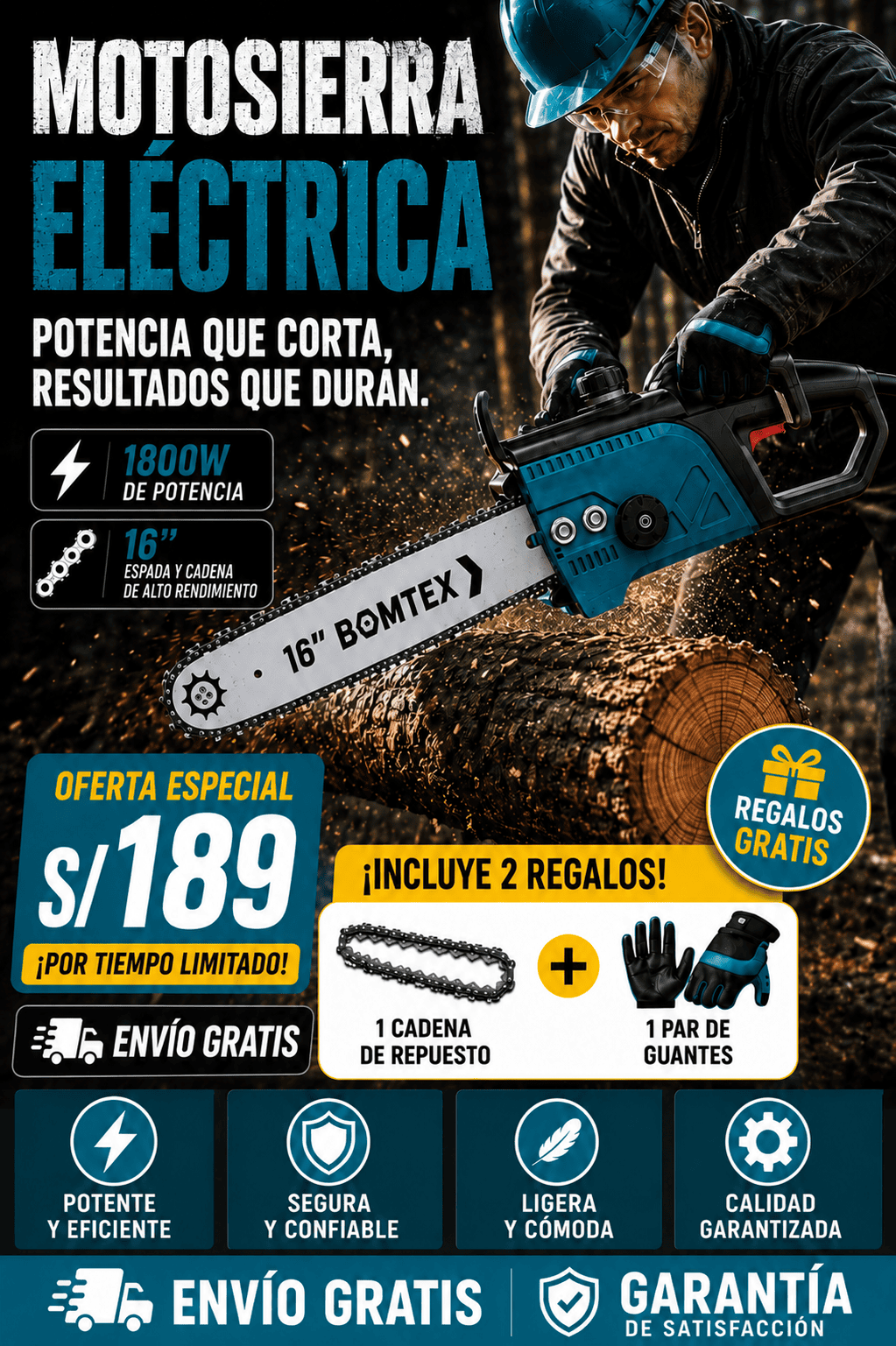 MOTOSIERRA ELECTRICA 16 PULGADAS