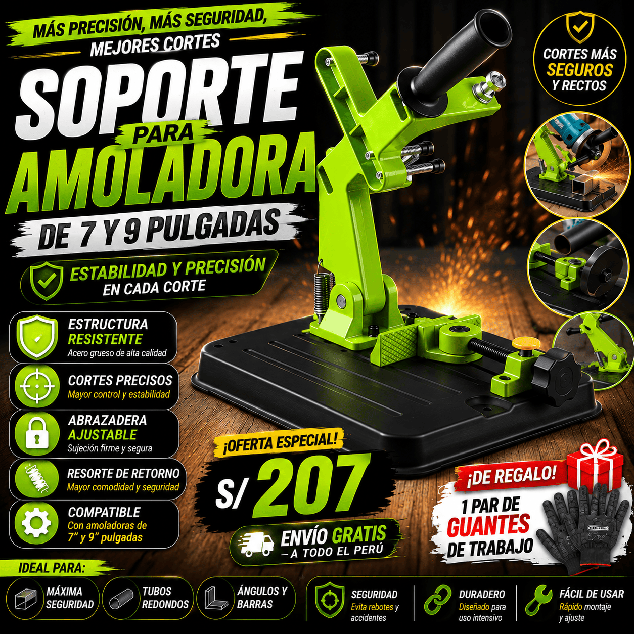 Soporte para amoladora universal para 7 y 9 pulgadas