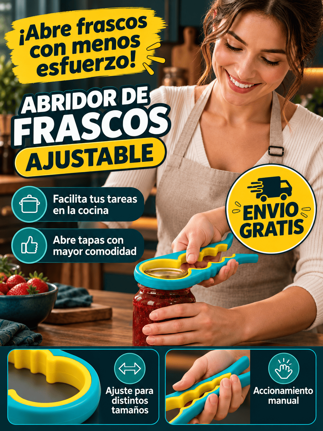 ABRIDOR DE LATAS MULTIFUNCIONAL 4 EN 1