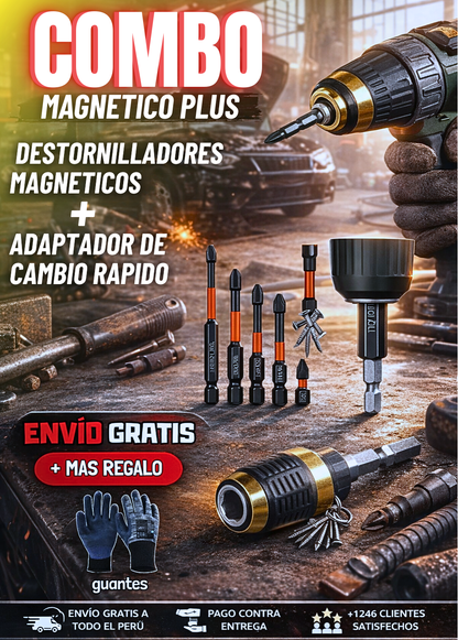 Combo Magnético (set 6 destornillador + 2 adaptadores)