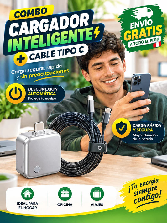 🔥COMBO CARGADOR INTELIGENTE CABLE TIPO C