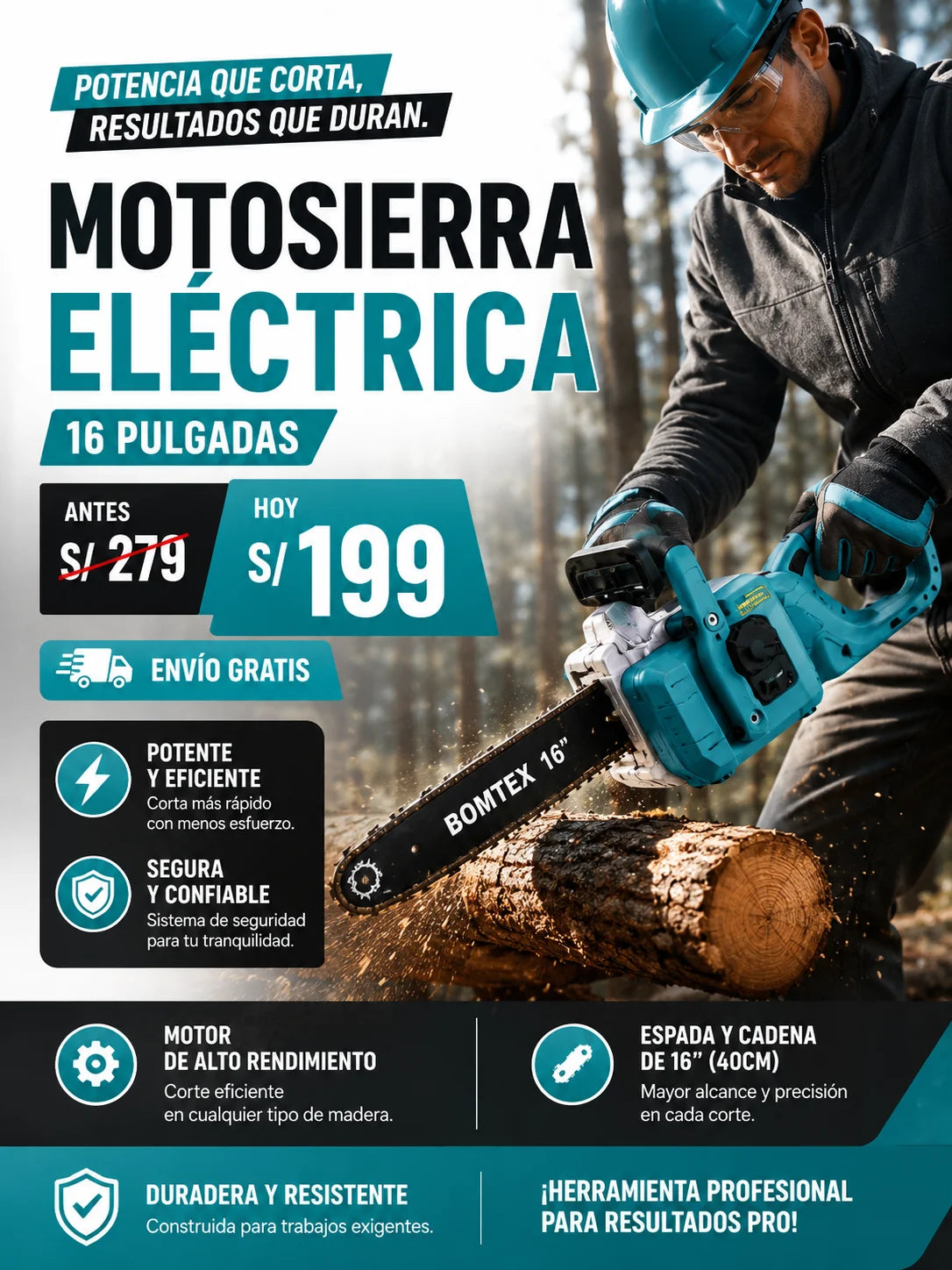 MOTOSIERRA ELECTRICA 16 PULGADAS