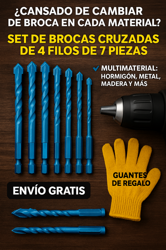 Brocas Cruzadas de 4 Filos DE 7 PIEZAS EN SET