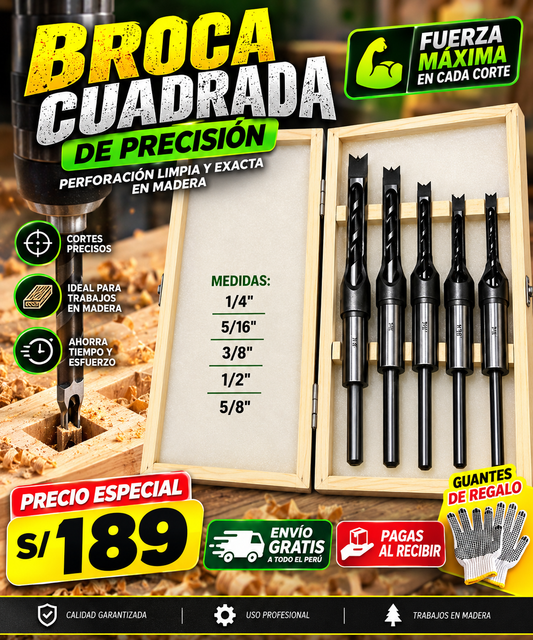 Set de Broca Cuadrada de Precisión