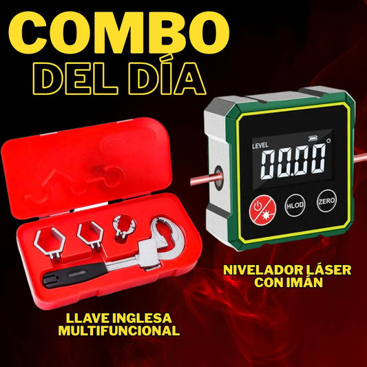 COMBO Nivelador Láser con Imán + Llave Inglesa Multifuncional
