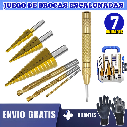 Juego de brocas escalonadas 7 unidades