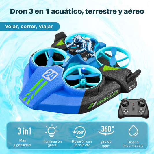 DRON JUGUETE 3 EN 1 CON CONTROL REMOTO Y GIRO 360°