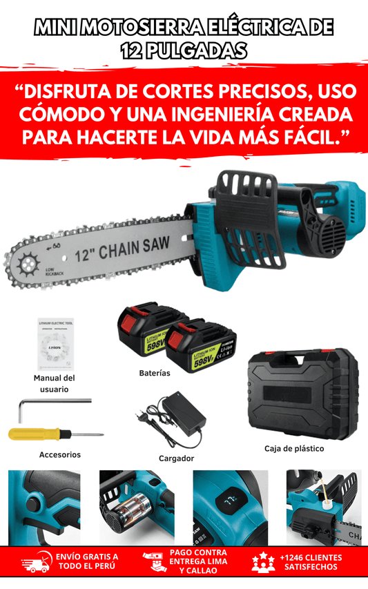 mini motosierra eléctrica de 12 pulgadas