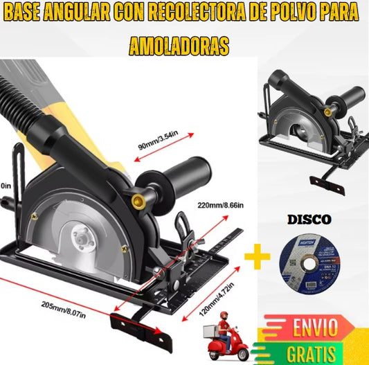 Base Angular con Recolectora de Polvo para Amoladoras