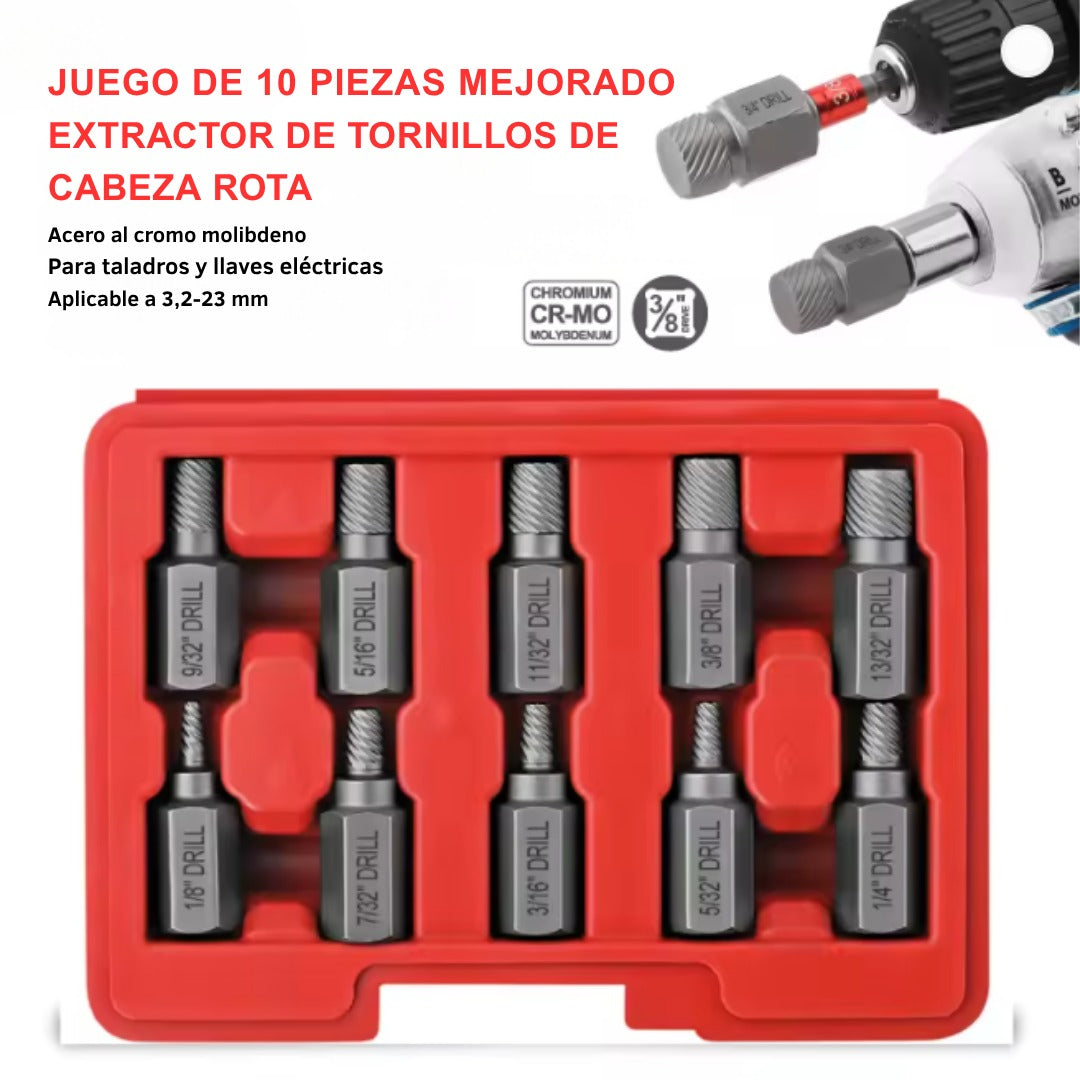10 Kit Extractor de Tornillos Dañados