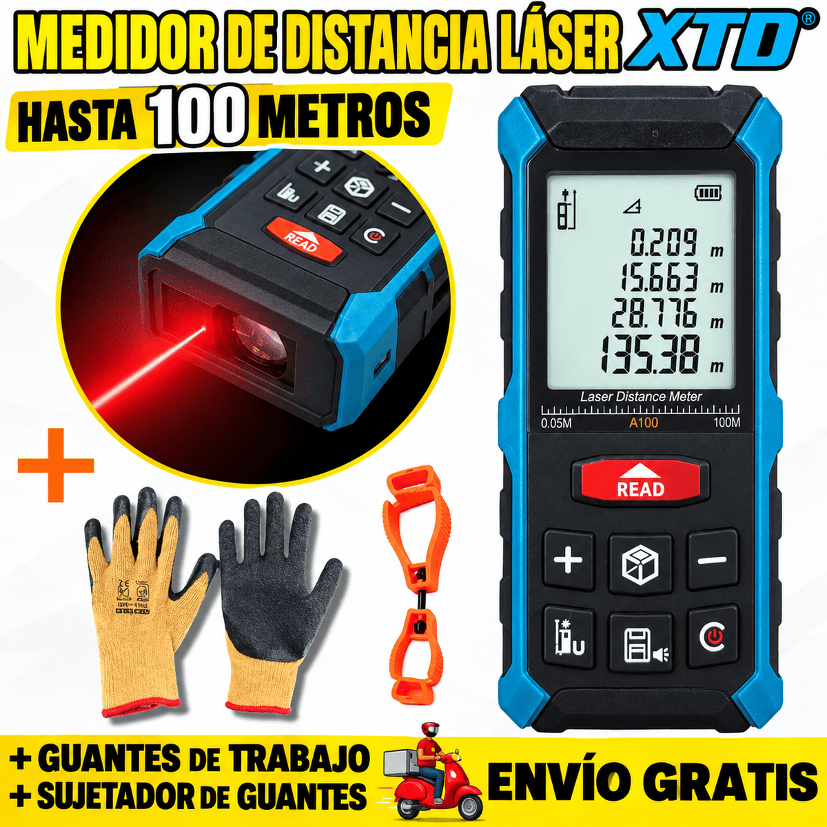Medidor de distancia láser 100 MTRS