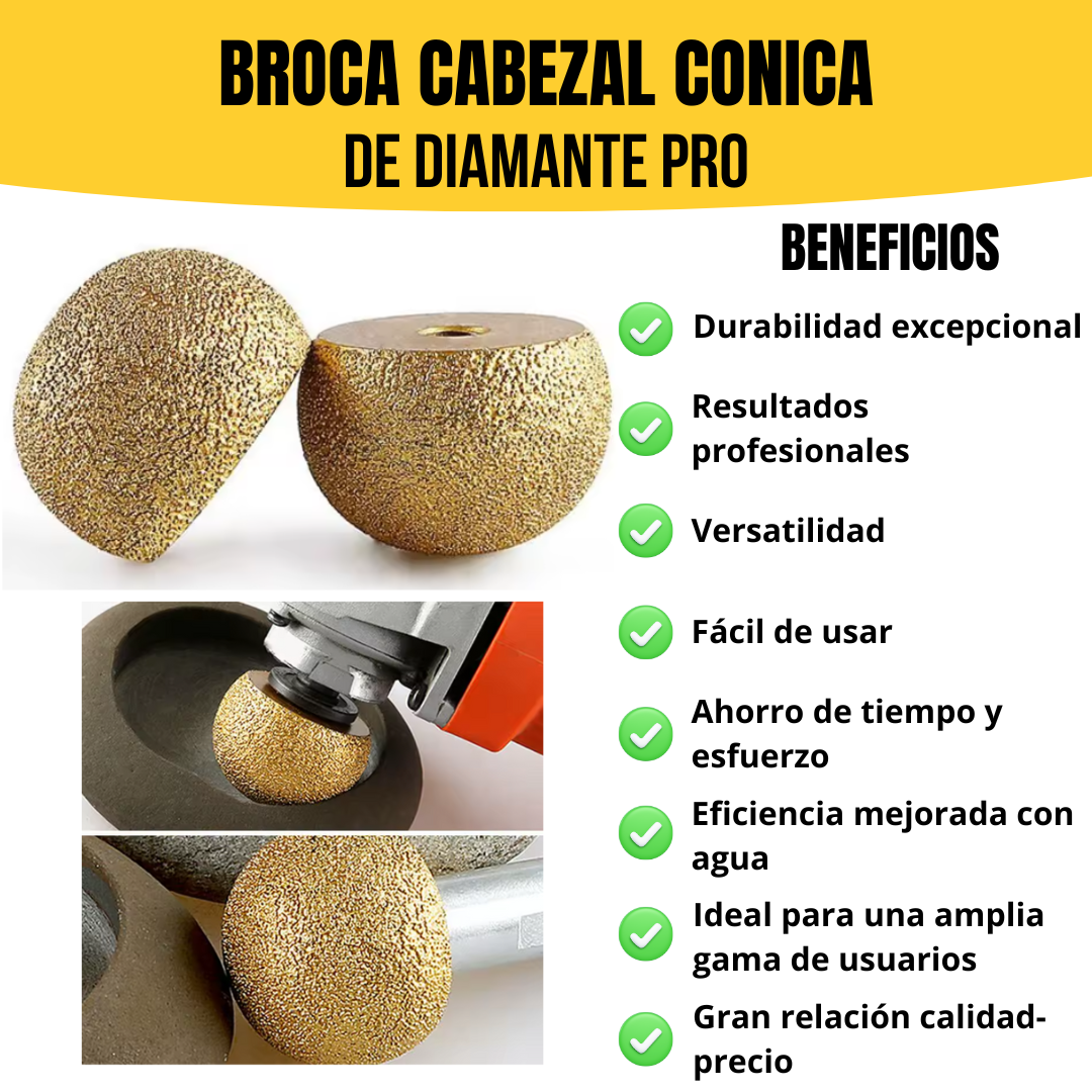 Broca Cabezal Cónica de Diamante PRO