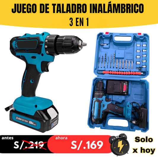 Juego de taladro inalámbrico 3 en 1