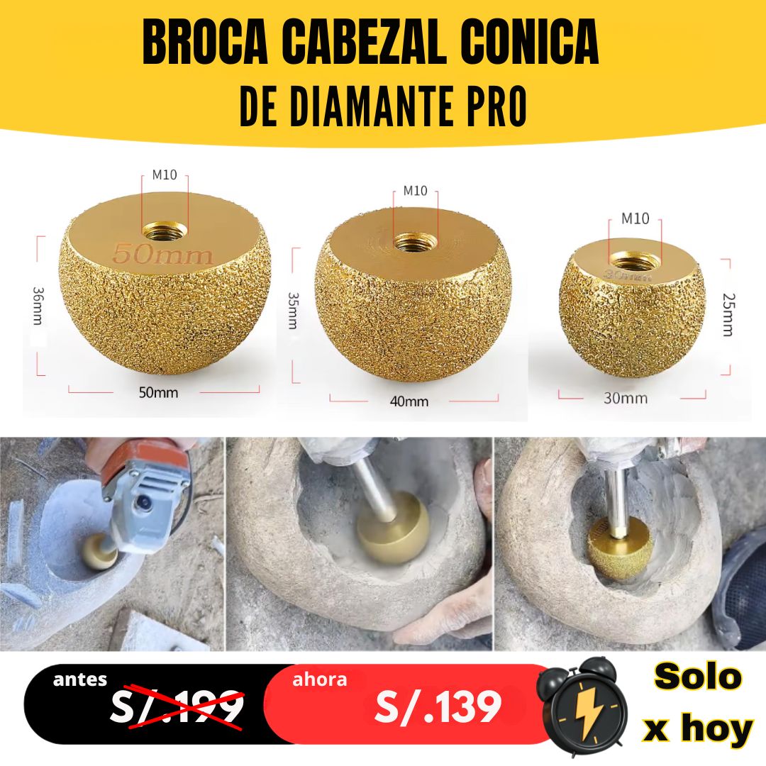 Broca Cabezal Cónica de Diamante PRO