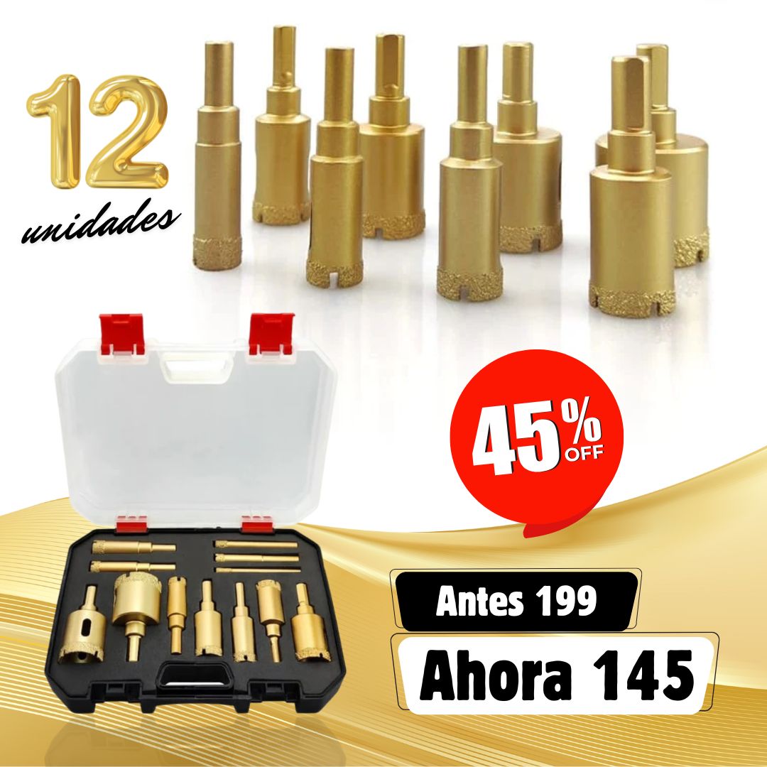 Juego de Brocas con Revestimiento de Diamante 12 Piezas