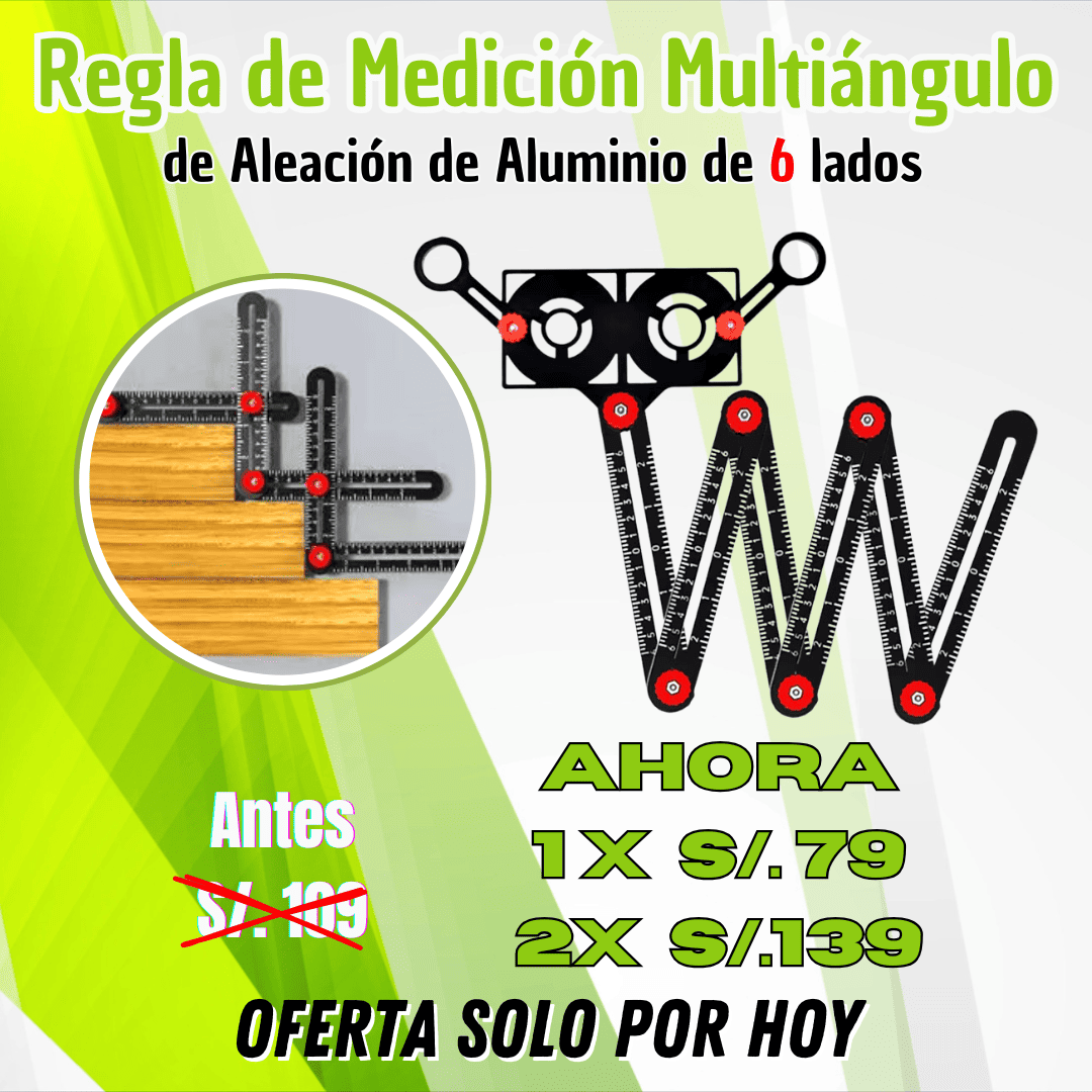 Regla de Medición Multiángulo de Aleación de Aluminio de 6 lados