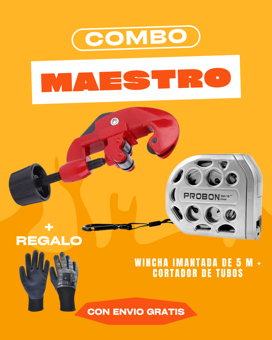 Combo maestro - wincha de 5 m + cortador de tubos