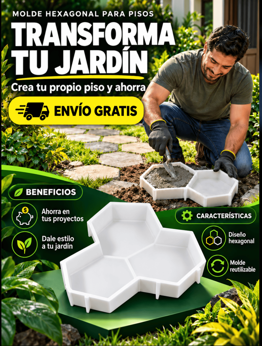 MOLDE CEMENTO HEXAGONAL