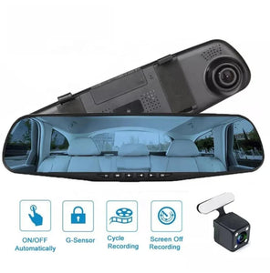 ESPEJO RETROVISOR CON CAMARA FRONTAL Y  REVERSO