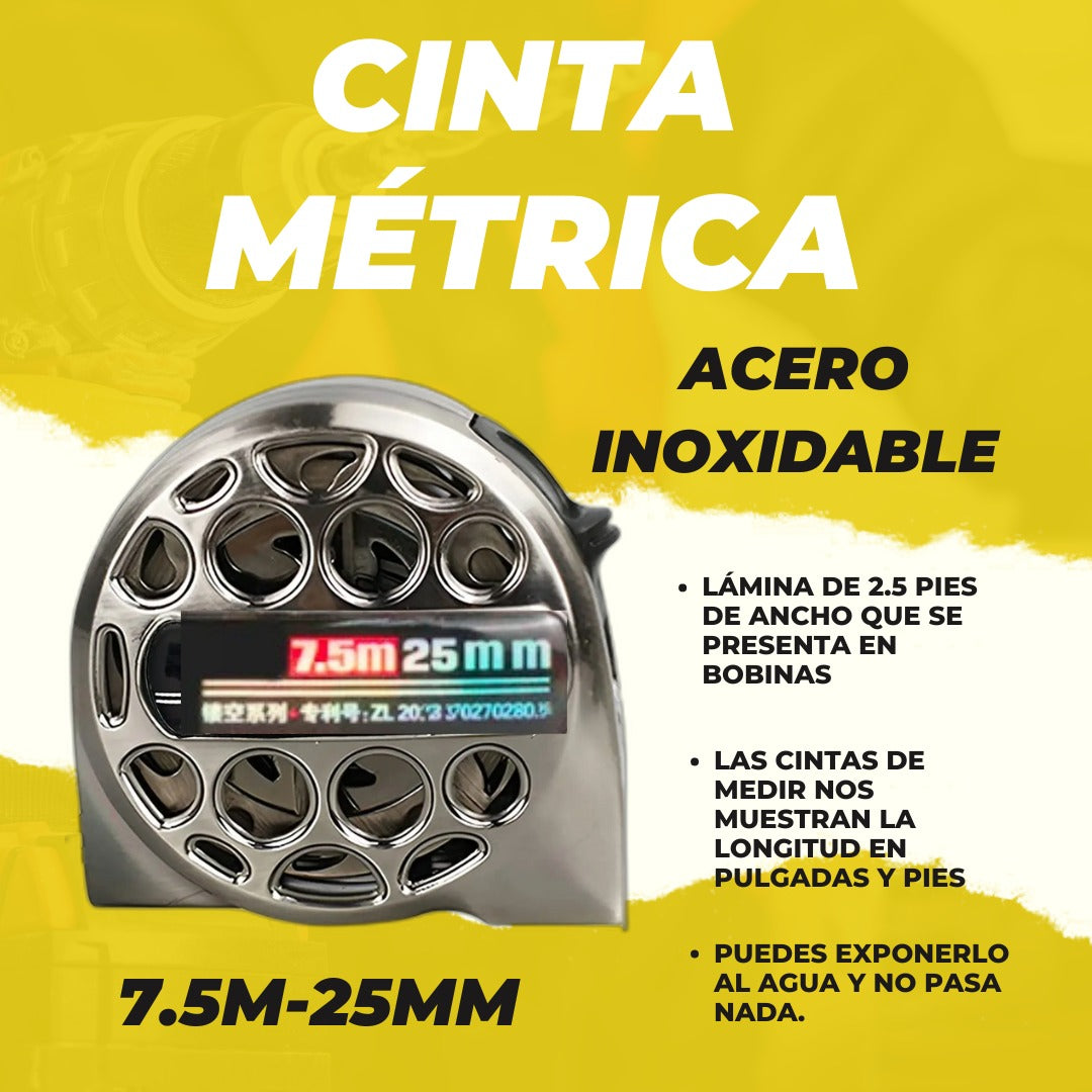 WINCHA METRICA (ACERO INOXIDABLE) 7.5 MTS Y SUJETADOR – IMPORTACIONES.JM