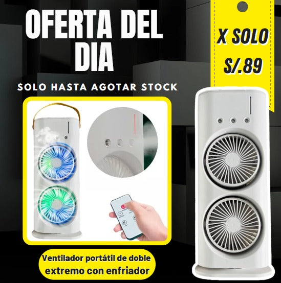 Ventilador portátil de doble extremo con enfriador