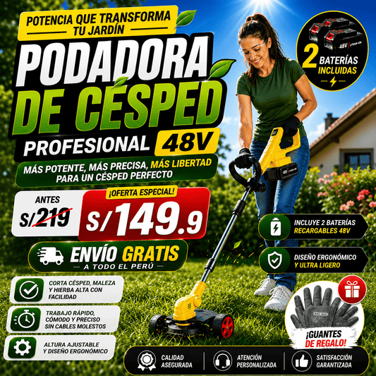 🌿 PODADORA DE CÉSPED PROFESIONAL 48V