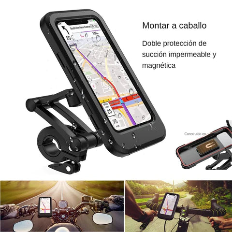 SOPORTE IMPERMEABLE 360° PARA TELEFONO CELULAR PARA MOTOCICLETAS.