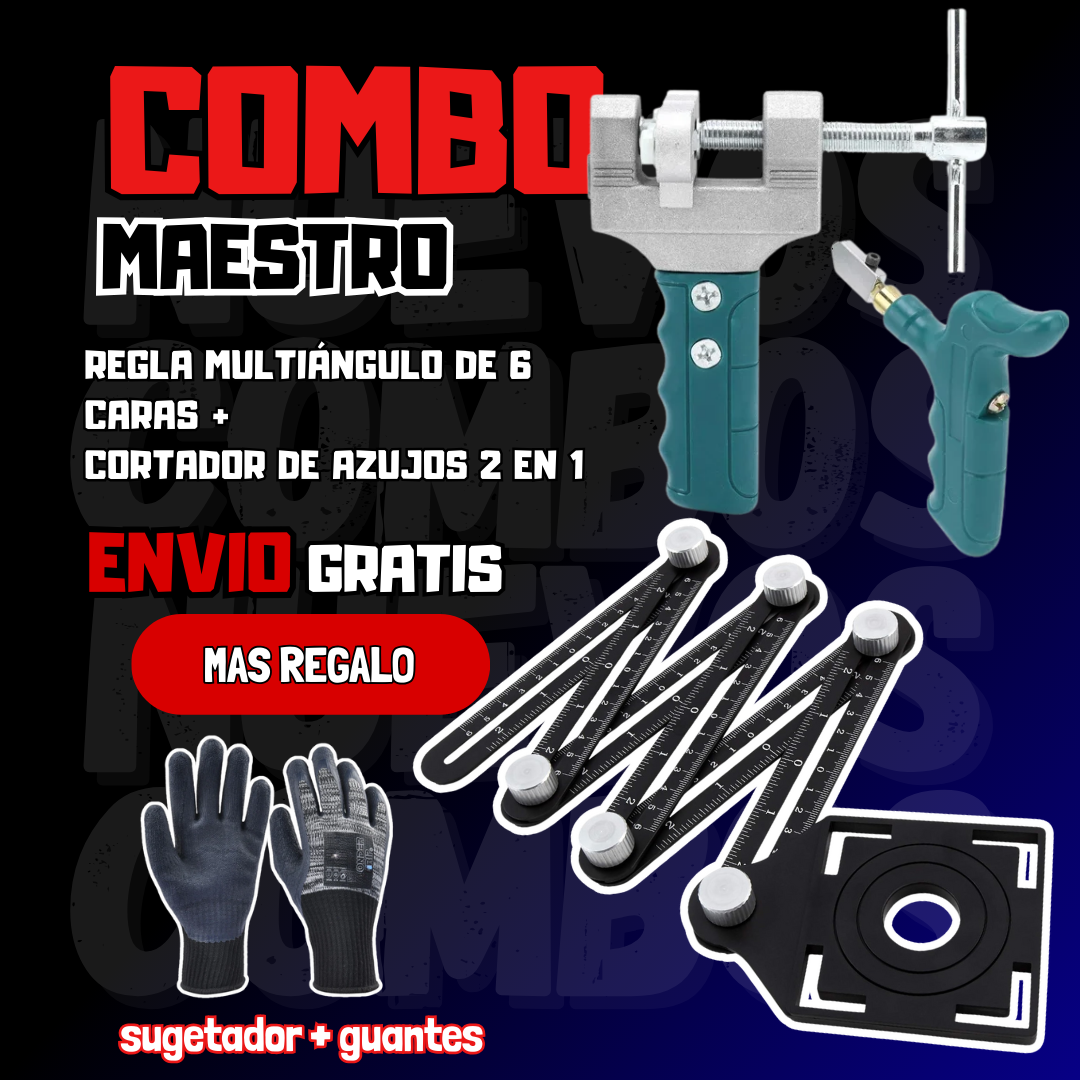 Combo Maestro La regla multiángulo de 6 lados + cortador de azulejos 2 en 1