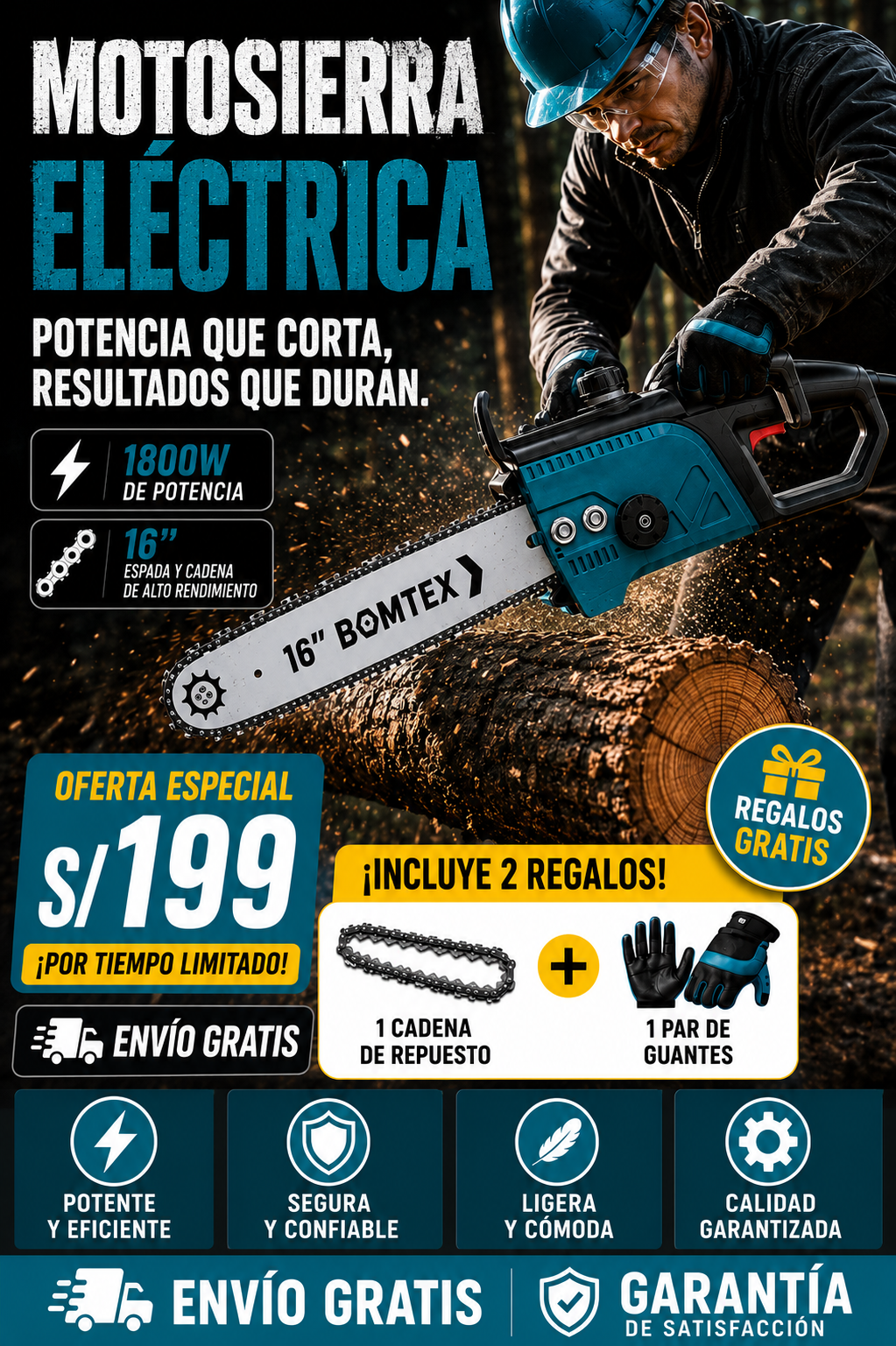 MOTOSIERRA ELECTRICA 16 PULGADAS