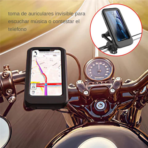 SOPORTE IMPERMEABLE 360° PARA TELEFONO CELULAR PARA MOTOCICLETAS.